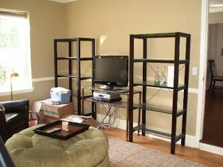 Here's a living room painted in the color Lenox Tan. 