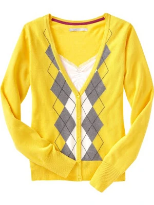 A bright yellow argyle sweater.