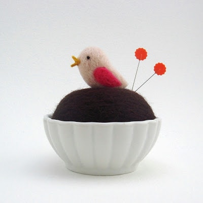 A little bird pincushion.
