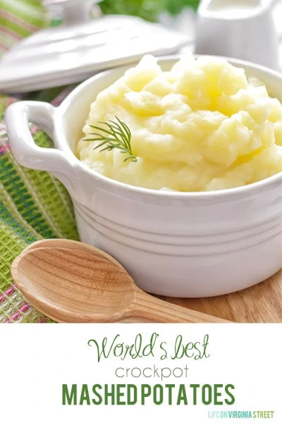 World's Best Crockpot Mashed Potatoes Recipe poster.