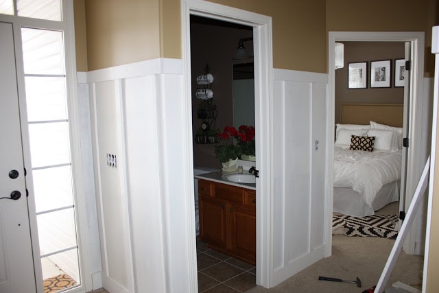 DIY board and batten in an entryway