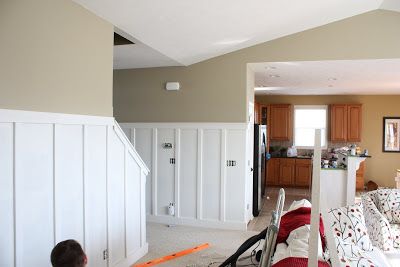 White board and batten in a living room, hallway and entryway