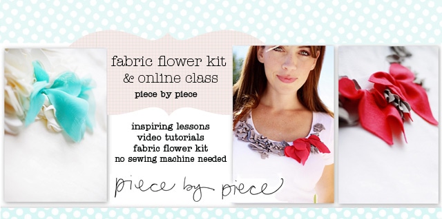 Fabric flower kit & online class poster.