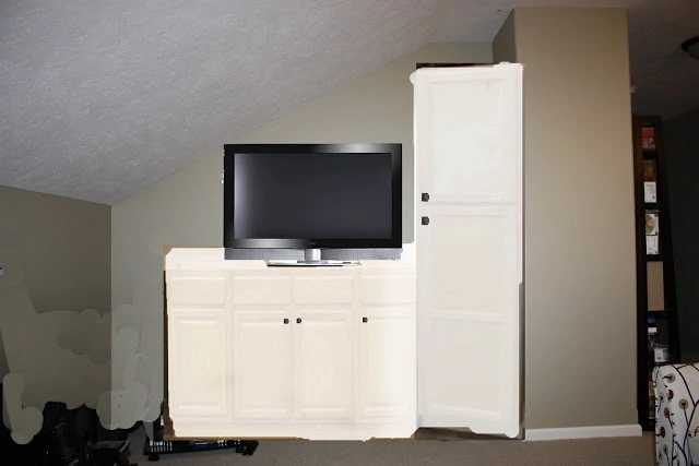 A photo shopped rendering of the built in cabinets in the bonus room.