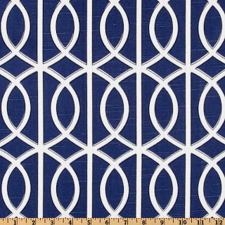 Blue and white patterned fabric.