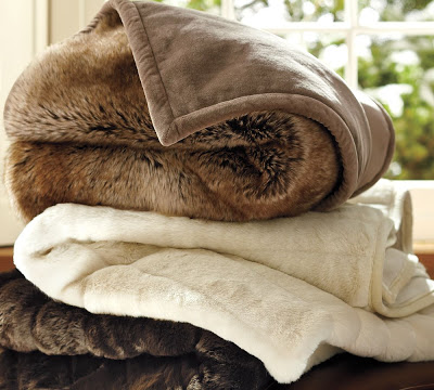 Faux fur throw blankets.
