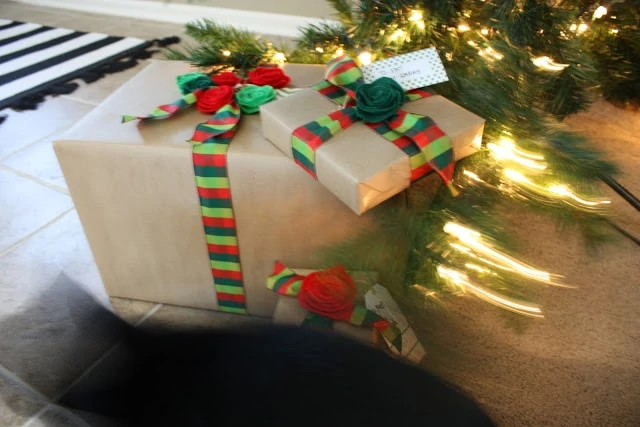 Presents stacked on top of each other.