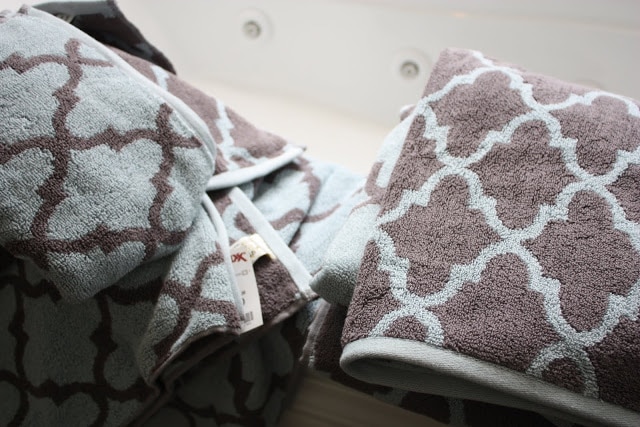 New patterned towels laying out.