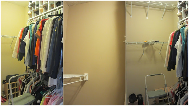 Taking the clothes out of the closet and the shelves.