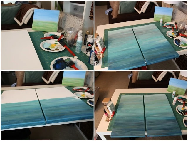 Art canvases being painted.