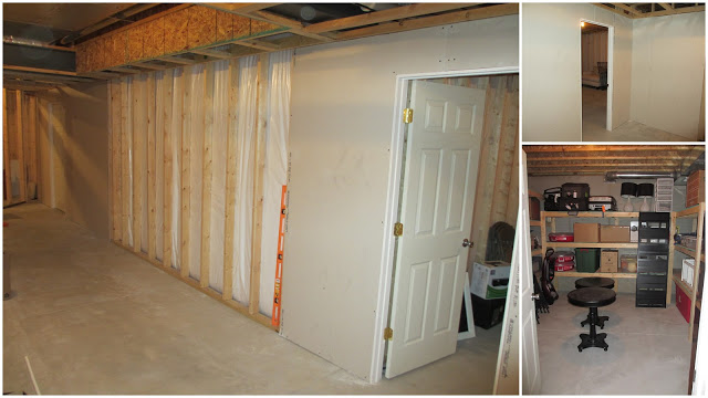Putting up the drywall in the basement and the doors.