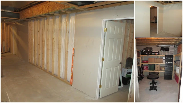 Putting up the drywall in the basement and the doors.