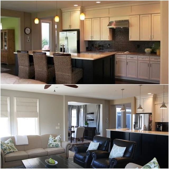 Before and After Kitchen with Behr Castle Path painted walls
