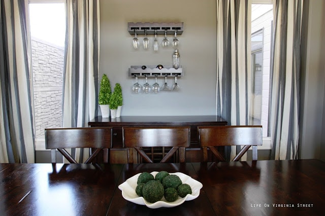 Glam Dining Room with walls painted Restoration Hardware Slate paint