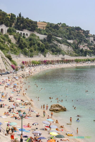 Beach in Villefranche, France near the port.
