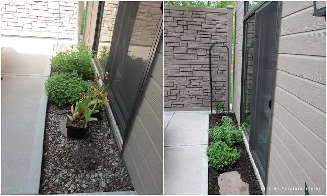 Planting small bushes on the side of the house.