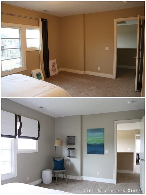 Room makeover before and after