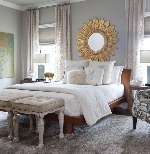 Grey blue deals and white bedroom