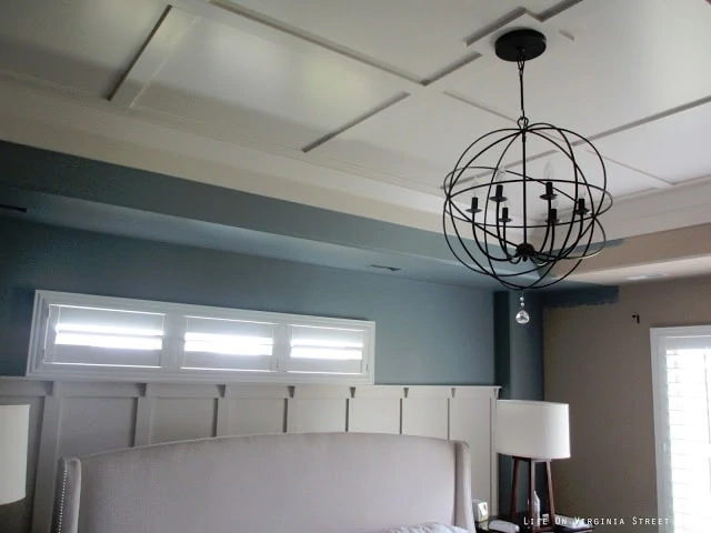 Painting a neutral bedroom with Behr Atmospheric blue