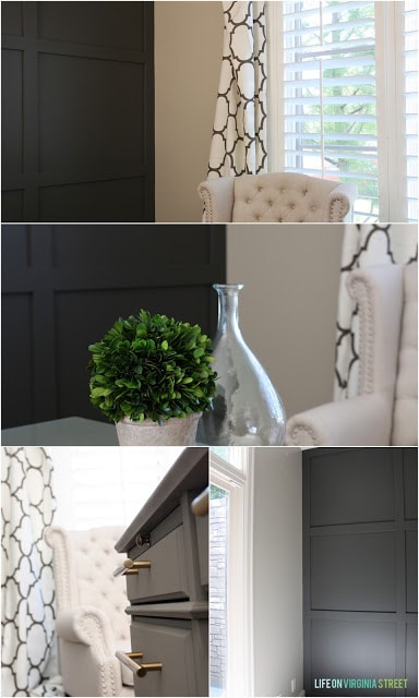 Dark Board and Batten painted with Sherwin Williams Urbane Bronze