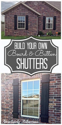 DIY Board and Batten Shutters from Absolutely Arkansas poster.