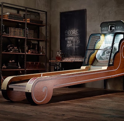 Wooden skee ball game.