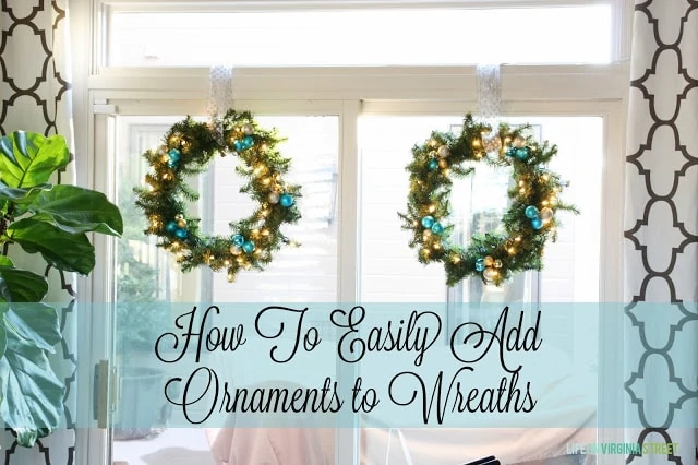 How to easily add ornaments to wreaths poster.