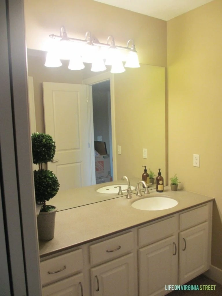 The before photo of our Jack & Jill bathroom, prior to renovation.