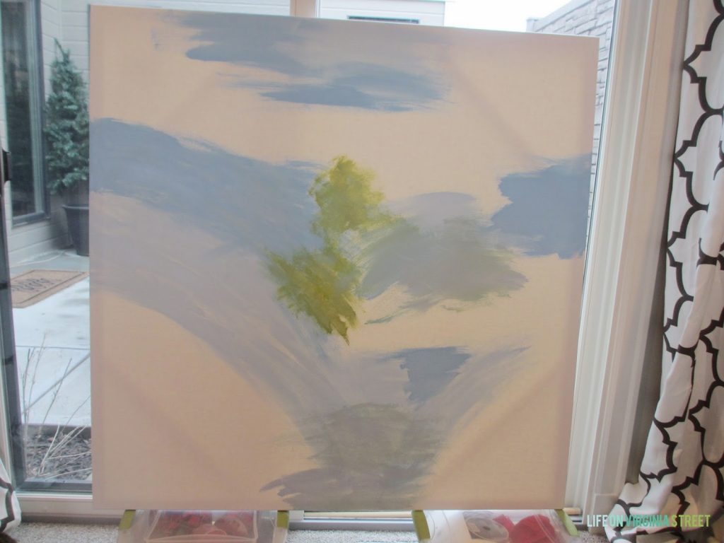  This is a view of the whole canvas with four shades of colour on it.