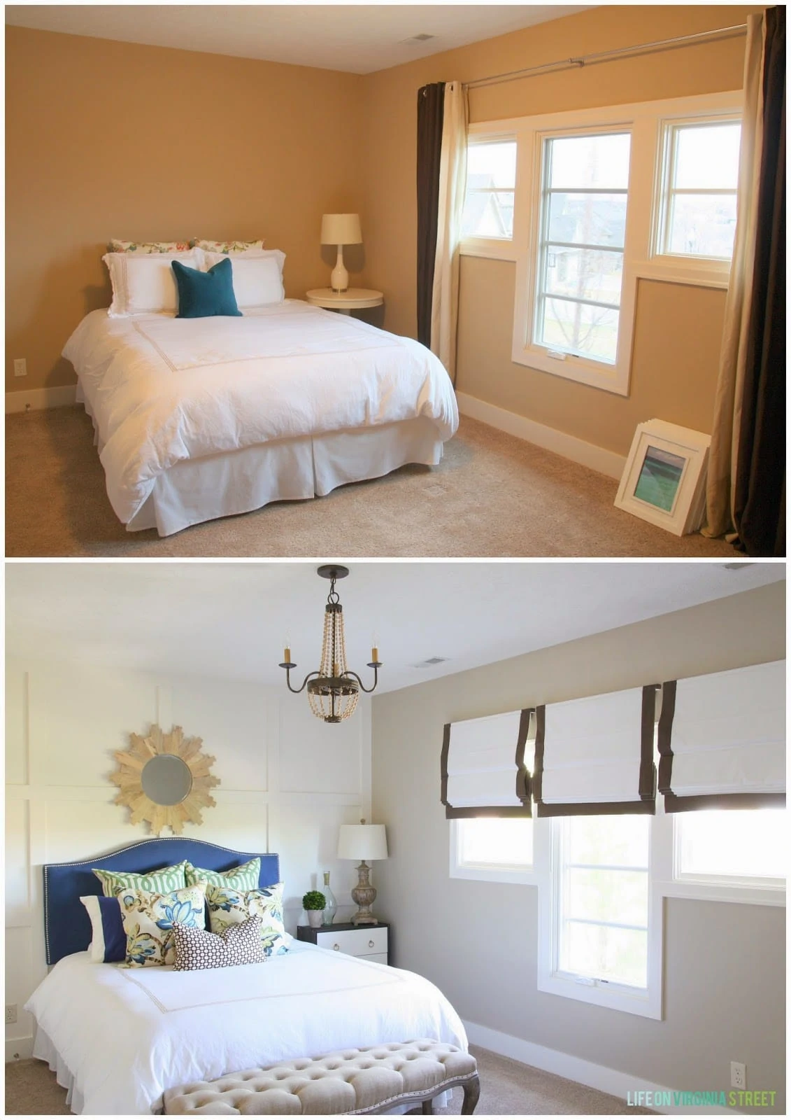 Guest bedroom makeover before and after shots. 