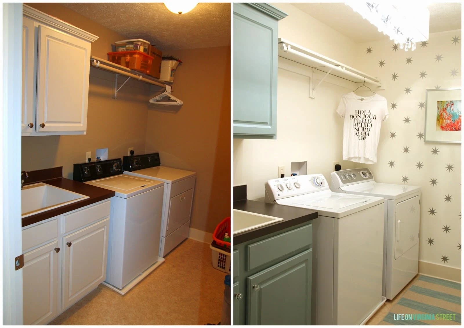 Before and after laundry room makeover
