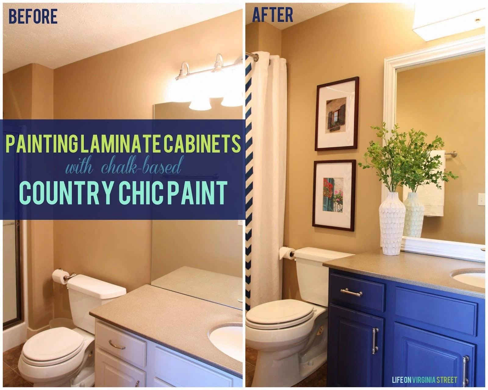 Painted laminate cabinets before and after