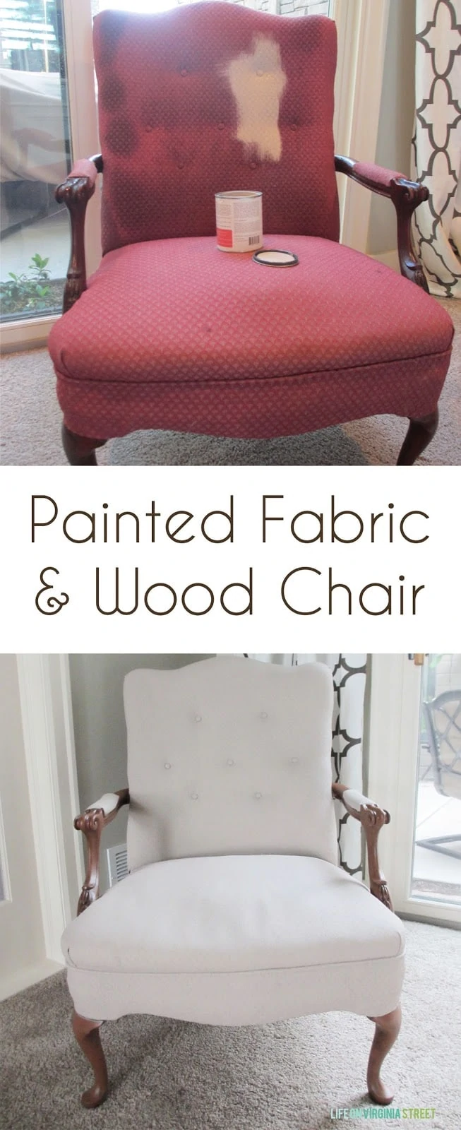 DIY Painted Fabric and Wood Chair - I can't believe this transformation!