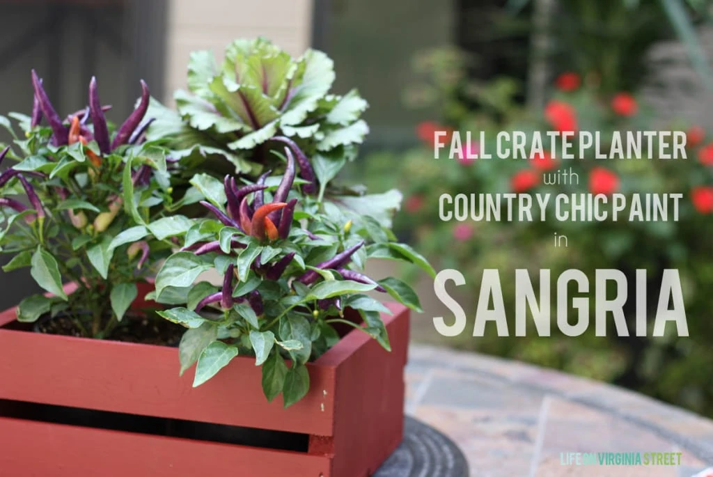Fall crate planter with country chic paint.