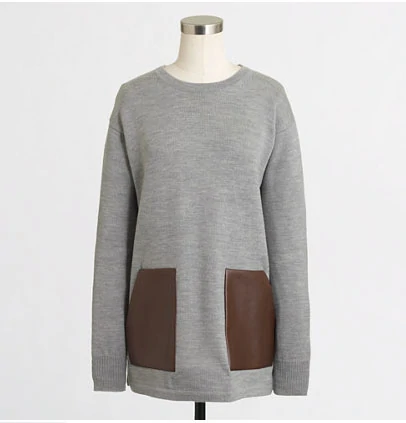 J Crew sweater with leather pockets