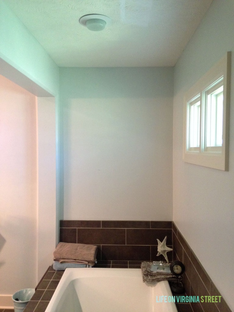 Master bath before picture ledge.