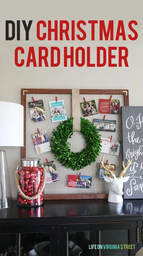 DIY Christmas Card Holder Tutorial poster.