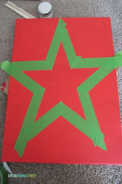 The outline of the star in green tape.