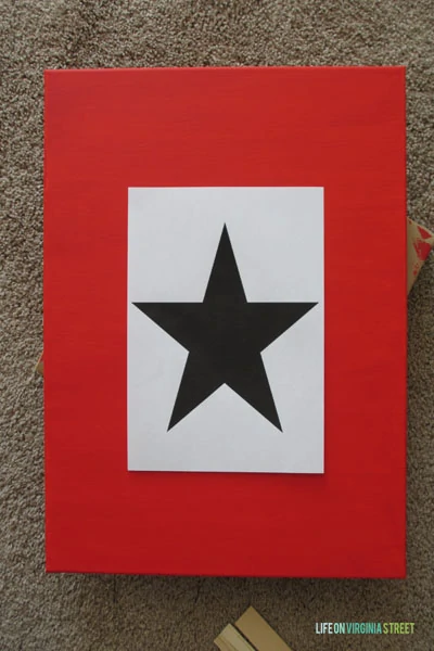 Red and White Christmas Star Art.