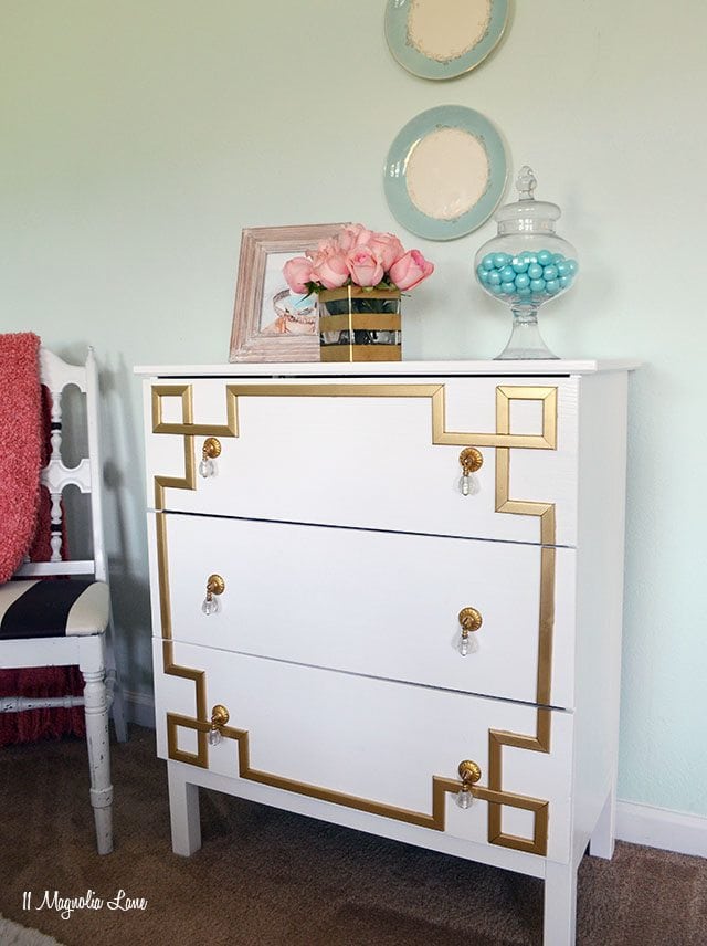 DIY Greek Key Overlay on IKEA Dresser | 11 Magnolia Lane
