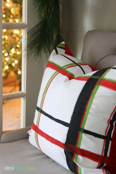 Christmas 2014 Home Tour - Life On Virginia Street - Brushstroke Plaid Pillow