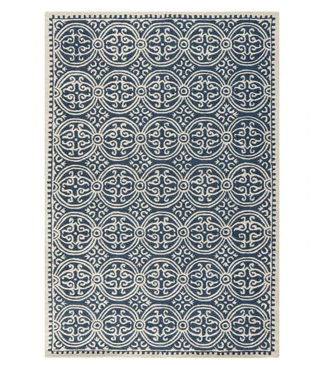 {Navy and Cream Moroccan Rug}
