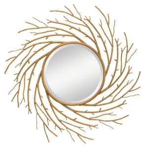 Stunning branch and twig motif makes this round mirror stand out. 