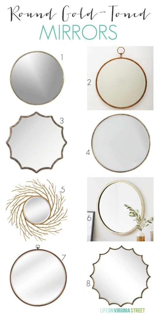 Large Round Gold & Brass Toned Mirrors graphic.