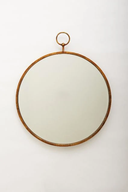 Hanging round gold-toned mirror: Simple Hoop Mirror.