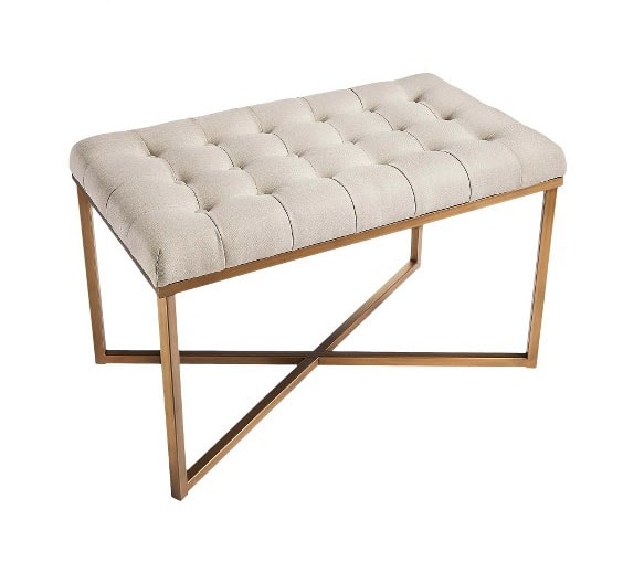 {Beige Linen and Gold Bench}