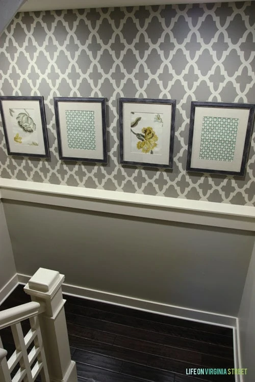 Basement Staircase Stencil Makeover - Life On Virginia Street