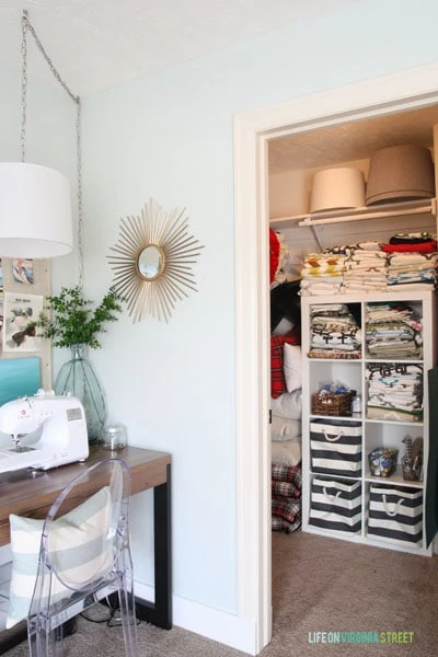 Craft room closet and sewing table