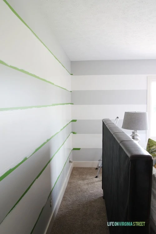 How To Achieve Perfectly Striped Walls - Here's what the paint stripes will look like once you finish! - Life on Virginia Street