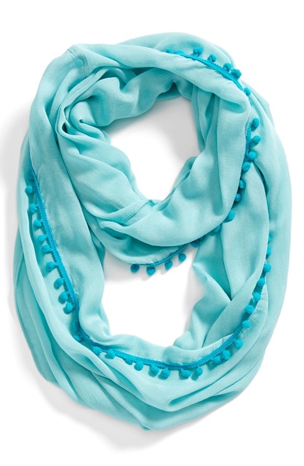 {Turquoise Infinity Pom Scarf}